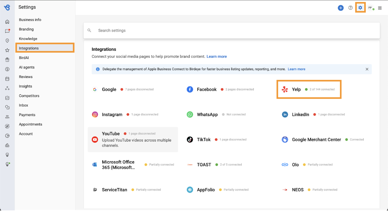 Yelp Messaging in Inbox
