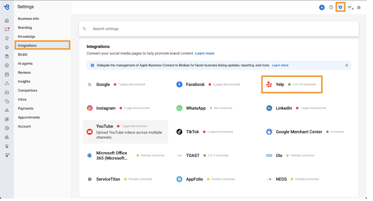 Yelp Messaging in Inbox